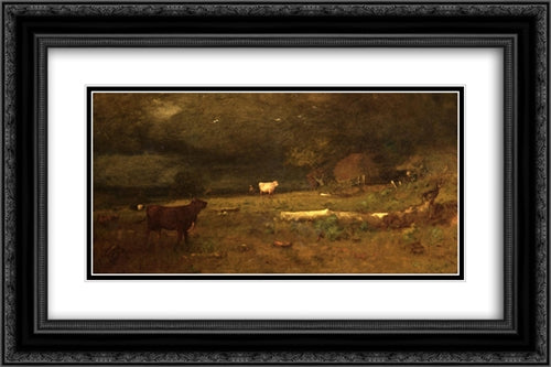The Coming Storm 24x16 Black Ornate Wood Framed Art Print Poster with Double Matting by Inness, George