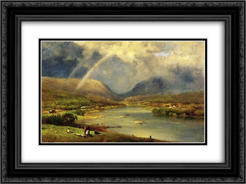 The Delaware Water Gap 24x18 Black Ornate Wood Framed Art Print Poster with Double Matting by Inness, George