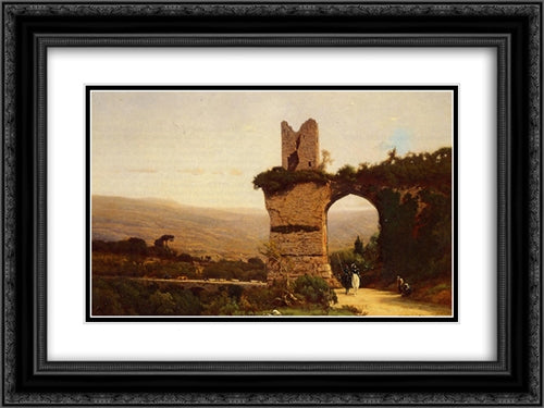 The Commencement of the Galleria 24x18 Black Ornate Wood Framed Art Print Poster with Double Matting by Inness, George