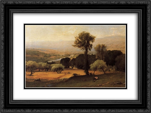 The Perugian Valley 24x18 Black Ornate Wood Framed Art Print Poster with Double Matting by Inness, George