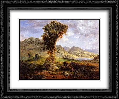 The Sun Shower 24x20 Black Ornate Wood Framed Art Print Poster with Double Matting by Inness, George