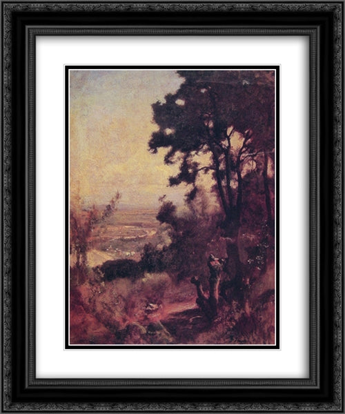 Valley Near Perugia 20x24 Black Ornate Wood Framed Art Print Poster with Double Matting by Inness, George