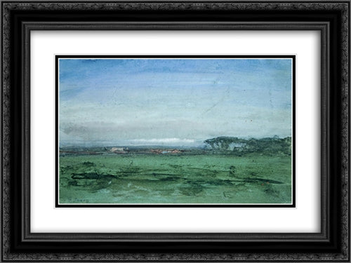Across the Campagna 24x18 Black Ornate Wood Framed Art Print Poster with Double Matting by Inness, George