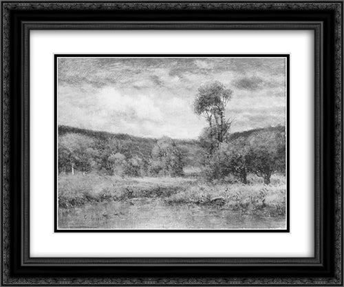 Landscape 24x20 Black Ornate Wood Framed Art Print Poster with Double Matting by Inness, George