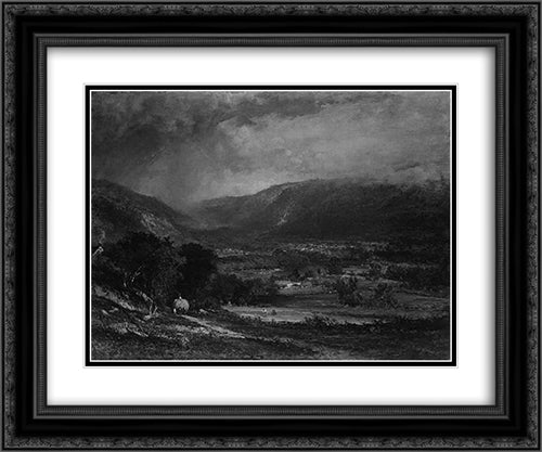 The Delaware Valley 24x20 Black Ornate Wood Framed Art Print Poster with Double Matting by Inness, George