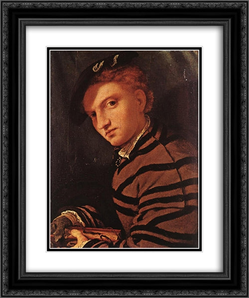 Young Man with Book 20x24 Black Ornate Wood Framed Art Print Poster with Double Matting by Lotto, Lorenzo