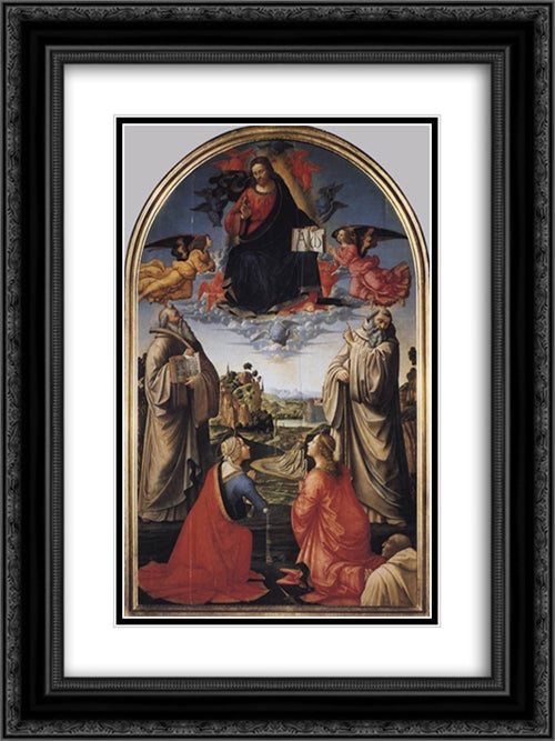 Christ in Heaven with Four Saints and a Donor 18x24 Black Ornate Wood Framed Art Print Poster with Double Matting by Ghirlandaio, Domenico