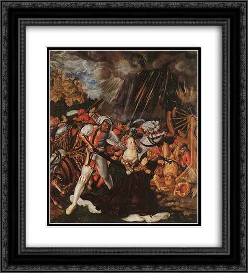 The Martyrdom of St Catherine 20x22 Black Ornate Wood Framed Art Print Poster with Double Matting by Cranach the Elder, Lucas