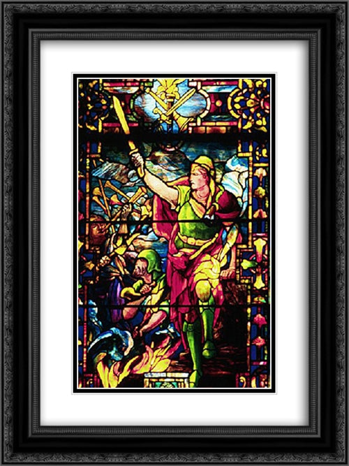 Gideon's Rout of the Midianites 18x24 Black Ornate Wood Framed Art Print Poster with Double Matting by Tiffany, Louis Comfort