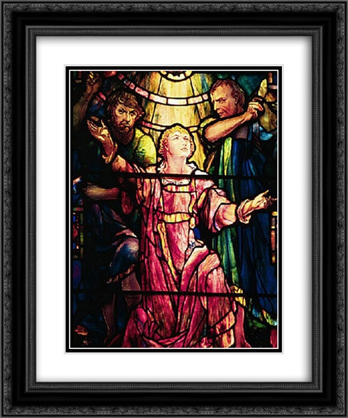 The Stoning of Stephen 20x24 Black Ornate Wood Framed Art Print Poster with Double Matting by Tiffany, Louis Comfort