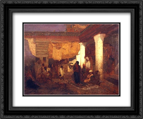 Snake Charmer at Tangier, Africa 24x20 Black Ornate Wood Framed Art Print Poster with Double Matting by Tiffany, Louis Comfort