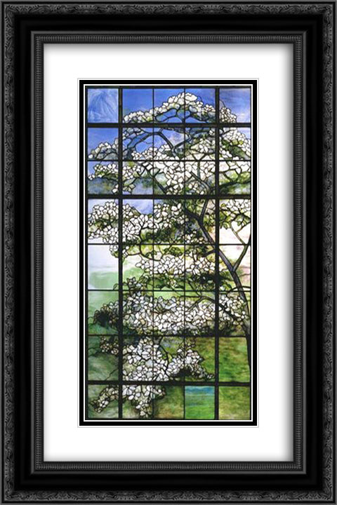 Dogwood 16x24 Black Ornate Wood Framed Art Print Poster with Double Matting by Tiffany, Louis Comfort