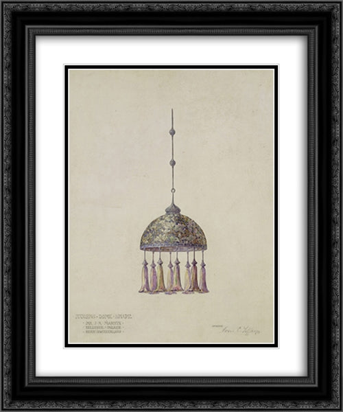 Drawing for magnolia hanging dome shade 20x24 Black Ornate Wood Framed Art Print Poster with Double Matting by Tiffany, Louis Comfort