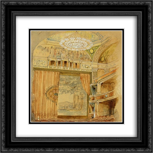 Design for Lyceum Theatre, New York 20x20 Black Ornate Wood Framed Art Print Poster with Double Matting by Tiffany, Louis Comfort
