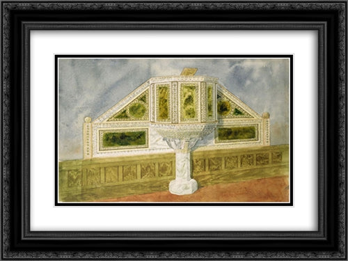 Design for a marble pulpit 24x18 Black Ornate Wood Framed Art Print Poster with Double Matting by Tiffany, Louis Comfort