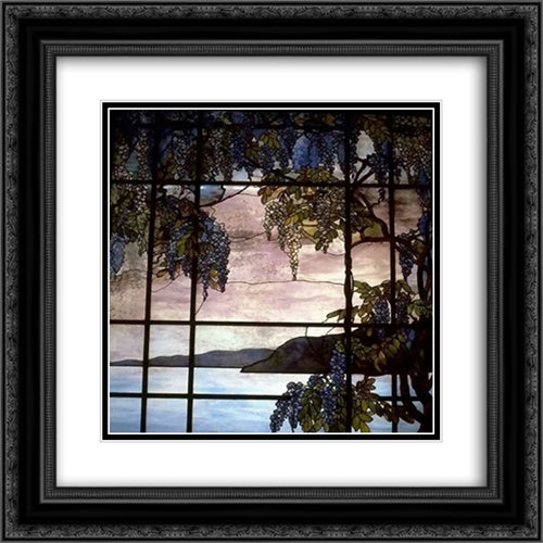 View of Oyster Bay 20x20 Black Ornate Wood Framed Art Print Poster with Double Matting by Tiffany, Louis Comfort