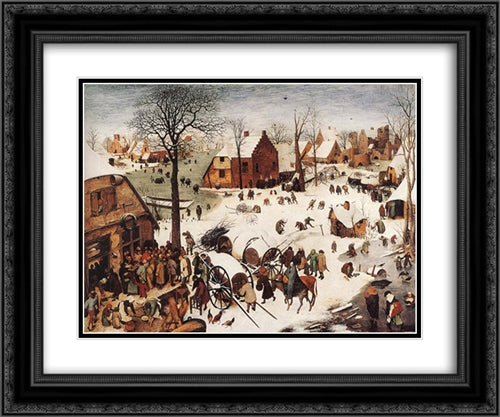 The Numbering at Bethlehem 24x20 Black Ornate Wood Framed Art Print Poster with Double Matting by Bruegel the Elder, Pieter
