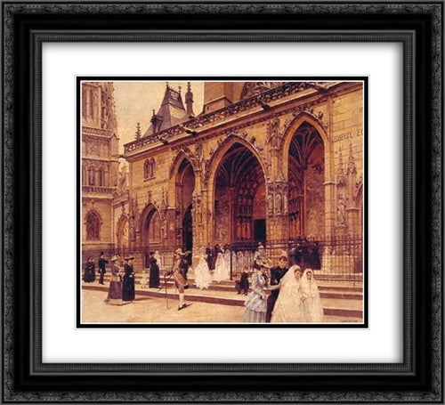 First Communion 22x20 Black Ornate Wood Framed Art Print Poster with Double Matting by Beraud, Jean