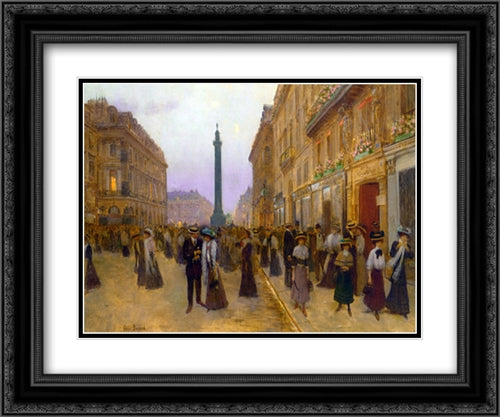 La Rue de la Paix 24x20 Black Ornate Wood Framed Art Print Poster with Double Matting by Beraud, Jean