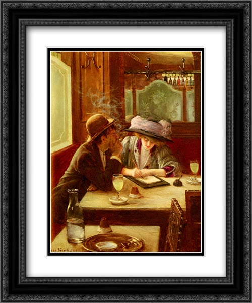 La Lettre 20x24 Black Ornate Wood Framed Art Print Poster with Double Matting by Beraud, Jean