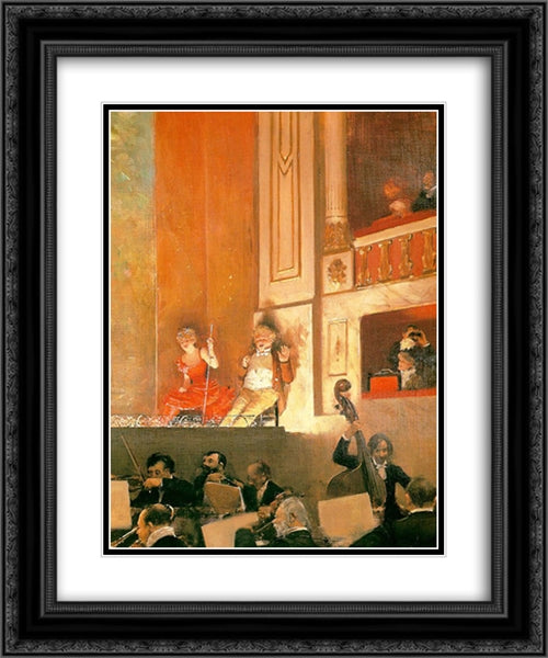 Representation at the Theatre des Varietes 20x24 Black Ornate Wood Framed Art Print Poster with Double Matting by Beraud, Jean