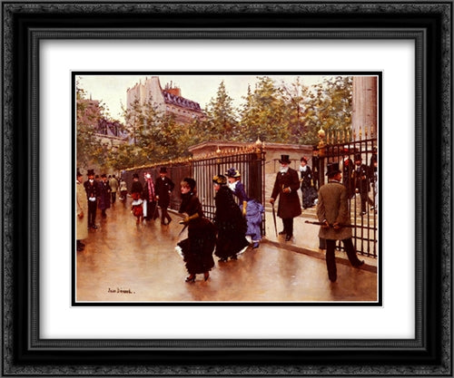Sortant De La Madeleine, Paris 24x20 Black Ornate Wood Framed Art Print Poster with Double Matting by Beraud, Jean