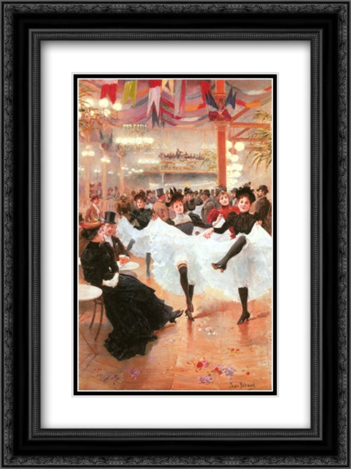 Le Cafe de Paris 18x24 Black Ornate Wood Framed Art Print Poster with Double Matting by Beraud, Jean