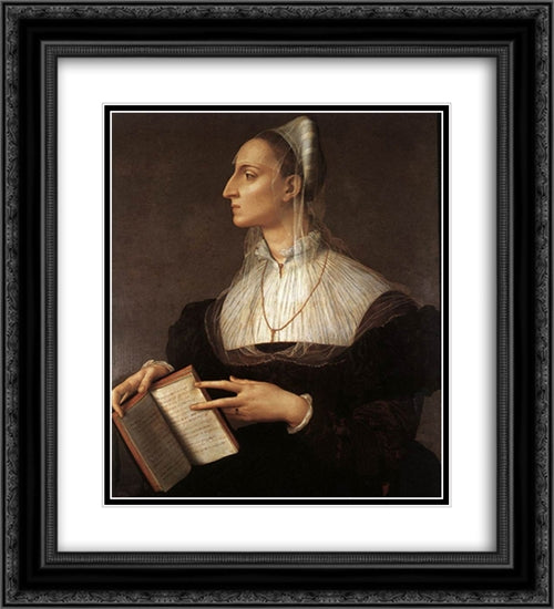 Laura Battiferri 20x22 Black Ornate Wood Framed Art Print Poster with Double Matting by Bronzino, Agnolo