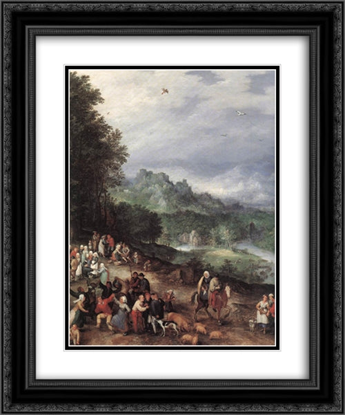 A Flemish Fair (detail) 20x24 Black Ornate Wood Framed Art Print Poster with Double Matting by Brueghel, Jan the Elder