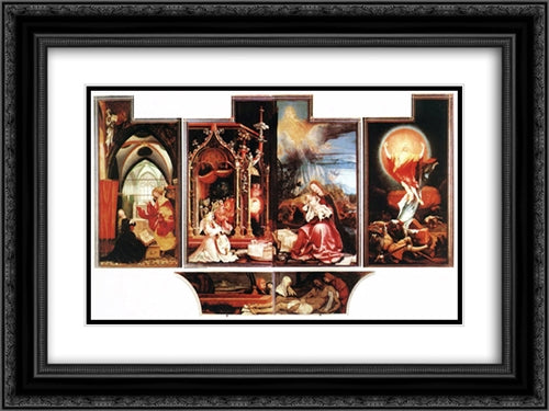 Isenheim Altarpiece (second view) 24x18 Black Ornate Wood Framed Art Print Poster with Double Matting by Grunewald, Matthias