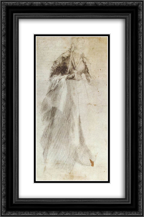 Unfinished Study 16x24 Black Ornate Wood Framed Art Print Poster with Double Matting by Grunewald, Matthias