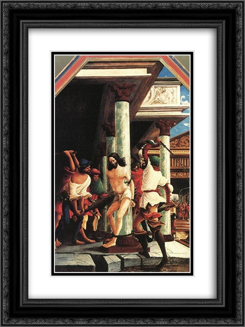 The Flagellation Of Christ 18x24 Black Ornate Wood Framed Art Print Poster with Double Matting by van Alsloot, Denys