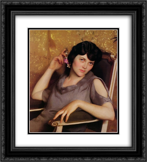 Pretty Girl 20x22 Black Ornate Wood Framed Art Print Poster with Double Matting by Paxton, William McGregor