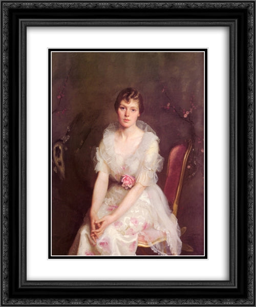 Portrait of Louise Converse 20x24 Black Ornate Wood Framed Art Print Poster with Double Matting by Paxton, William McGregor