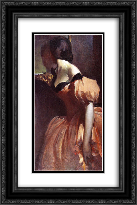 Fancy Dress 16x24 Black Ornate Wood Framed Art Print Poster with Double Matting by Alexander, John White