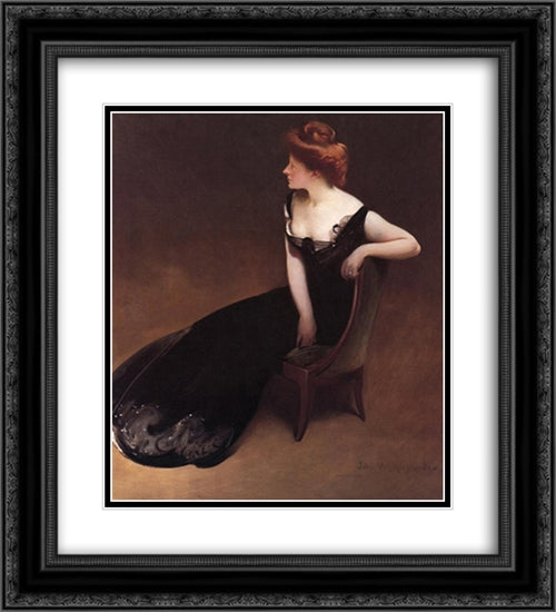Portrait of Mrs. V (Mrs. Herman Duryea) 20x22 Black Ornate Wood Framed Art Print Poster with Double Matting by Alexander, John White