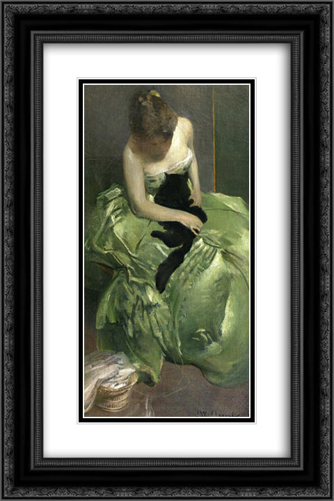 The Green Dress 16x24 Black Ornate Wood Framed Art Print Poster with Double Matting by Alexander, John White