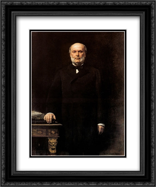 Portrait of Jules Grevy 20x24 Black Ornate Wood Framed Art Print Poster with Double Matting by Bonnat, Leon