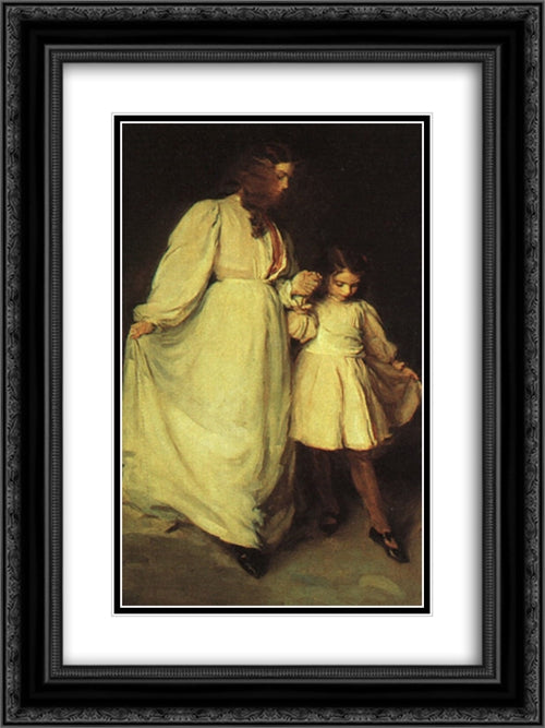 Dorothea and Francesca 18x24 Black Ornate Wood Framed Art Print Poster with Double Matting by Beaux, Cecilia