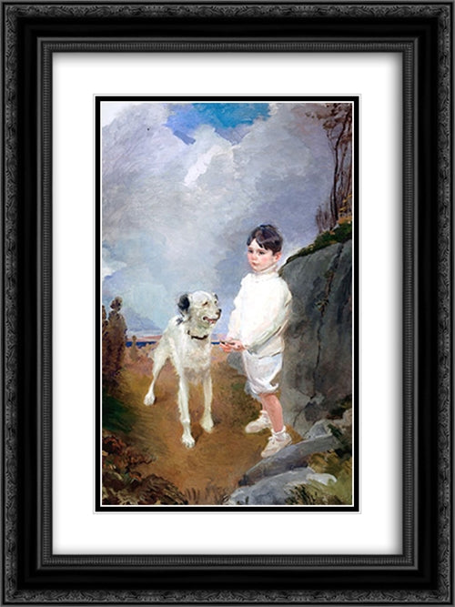 Lane Lovell and His Dog 18x24 Black Ornate Wood Framed Art Print Poster with Double Matting by Beaux, Cecilia