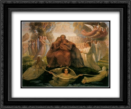 Le Poeme de l'ame ' Generation divine 24x20 Black Ornate Wood Framed Art Print Poster with Double Matting by Janmot, Anne Francois Louis