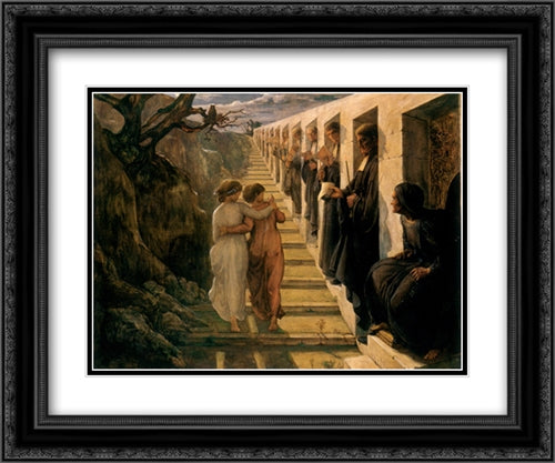 Le Poeme de l'ame ' Le Mauvais sentier 24x20 Black Ornate Wood Framed Art Print Poster with Double Matting by Janmot, Anne Francois Louis