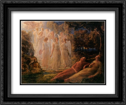 Le Poeme de l'ame ' L'echelle d'or 24x20 Black Ornate Wood Framed Art Print Poster with Double Matting by Janmot, Anne Francois Louis