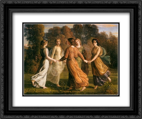 Le Poeme de l'ame ' Rayons du soleil 24x20 Black Ornate Wood Framed Art Print Poster with Double Matting by Janmot, Anne Francois Louis