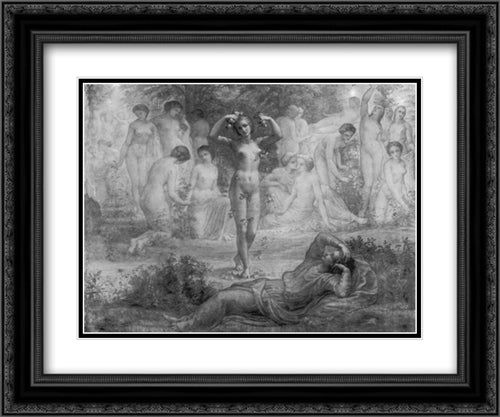 Le Poeme de l'ame ' Reve de feu 24x20 Black Ornate Wood Framed Art Print Poster with Double Matting by Janmot, Anne Francois Louis