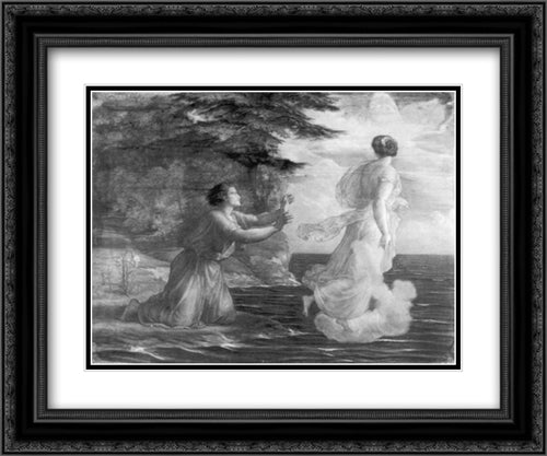 Le Poeme de l'ame ' Adieu 24x20 Black Ornate Wood Framed Art Print Poster with Double Matting by Janmot, Anne Francois Louis