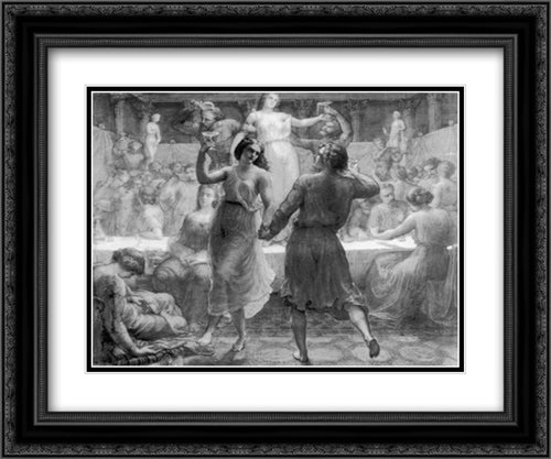 Le Poeme de l'ame ' L'Orgie 24x20 Black Ornate Wood Framed Art Print Poster with Double Matting by Janmot, Anne Francois Louis