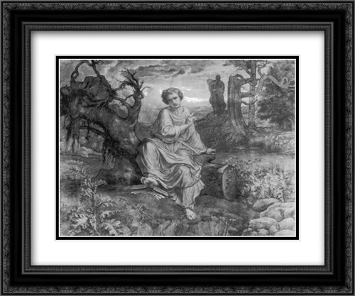 Le Poeme de l'ame ' Sans Dieu 24x20 Black Ornate Wood Framed Art Print Poster with Double Matting by Janmot, Anne Francois Louis