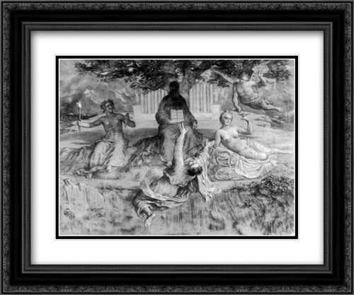 Le Poeme de l'ame ' Chute fatale 24x20 Black Ornate Wood Framed Art Print Poster with Double Matting by Janmot, Anne Francois Louis
