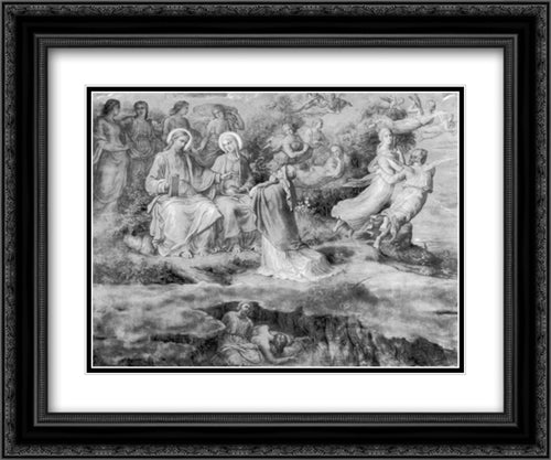 Le Poeme de l'ame ' Intercession maternelle 24x20 Black Ornate Wood Framed Art Print Poster with Double Matting by Janmot, Anne Francois Louis